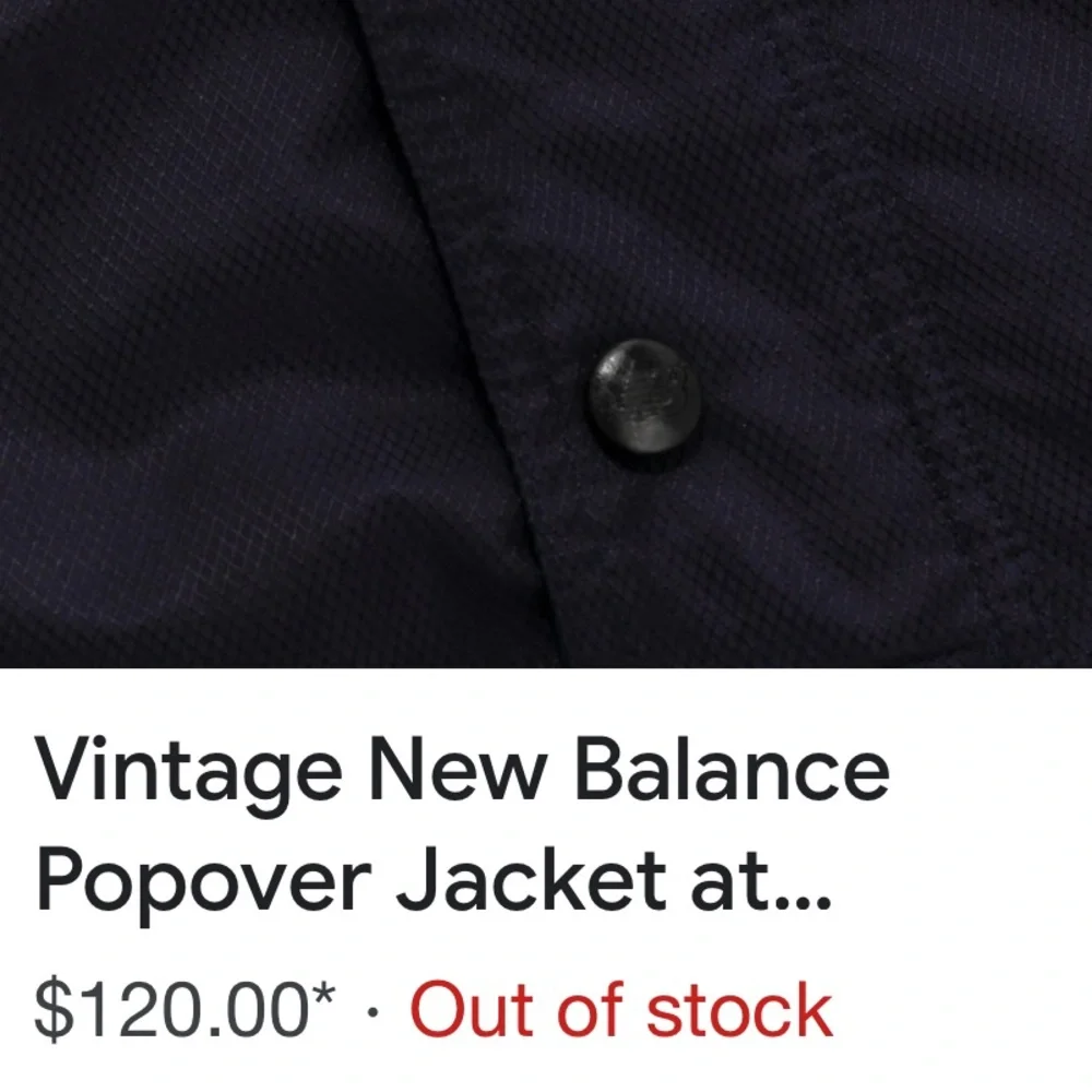 Vintage New Balance Anorak PopOver Jacket Navy Blue with Green Logo, Size Large